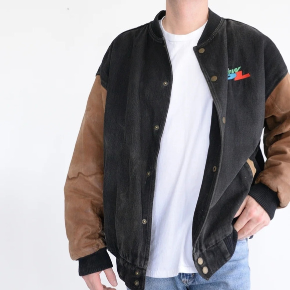 HH Co The New PL Logo - Vintage Western Concepts Black Brown Denim Jacket - Picture 2 of 15